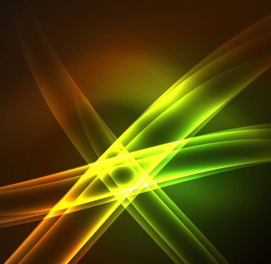 Enerji hatları, karanlıkta parlayan dalgalar vektör arka plan