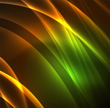 Enerji hatları, karanlıkta parlayan dalgalar vektör arka plan