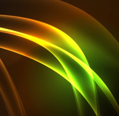 Enerji hatları, karanlıkta parlayan dalgalar vektör arka plan