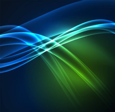 Enerji hatları, karanlıkta parlayan dalgalar vektör arka plan