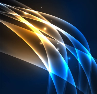 Enerji hatları, karanlıkta parlayan dalgalar vektör arka plan