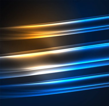 Enerji hatları, karanlıkta parlayan dalgalar vektör arka plan
