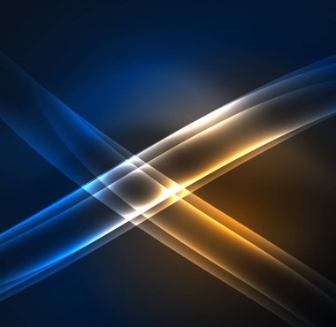 Enerji hatları, karanlıkta parlayan dalgalar vektör arka plan