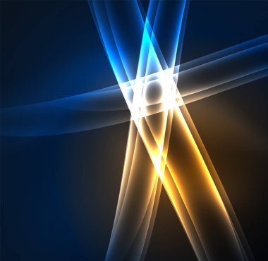 Enerji hatları, karanlıkta parlayan dalgalar vektör arka plan