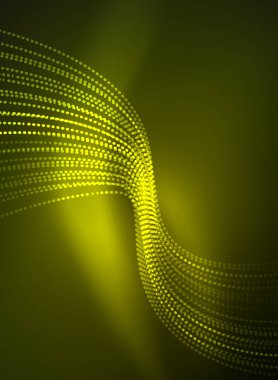 Parçacıklar koyu renk arka plan üzerinde oluşturulan parlayan dalga