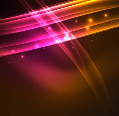 Enerji hatları, karanlıkta parlayan dalgalar vektör arka plan