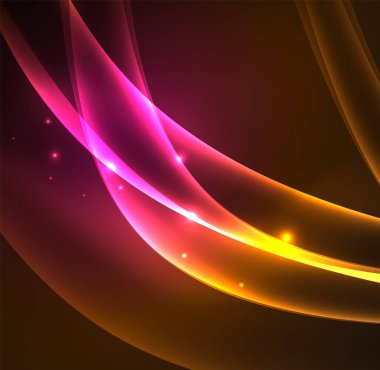 Enerji hatları, karanlıkta parlayan dalgalar vektör arka plan