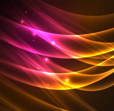 Enerji hatları, karanlıkta parlayan dalgalar vektör arka plan