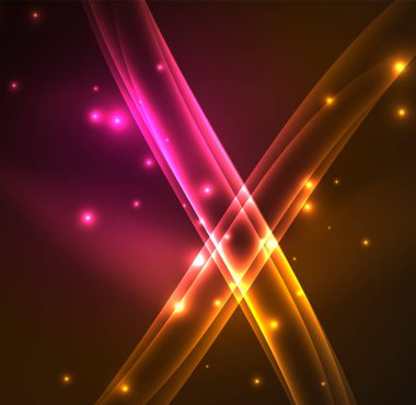 Enerji hatları, karanlıkta parlayan dalgalar vektör arka plan