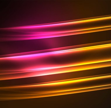 Enerji hatları, karanlıkta parlayan dalgalar vektör arka plan