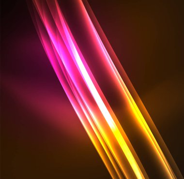 Enerji hatları, karanlıkta parlayan dalgalar vektör arka plan