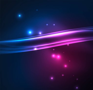 Enerji hatları, karanlıkta parlayan dalgalar vektör arka plan