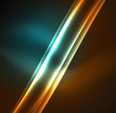 Enerji hatları, karanlıkta parlayan dalgalar vektör arka plan