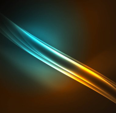 Enerji hatları, karanlıkta parlayan dalgalar vektör arka plan