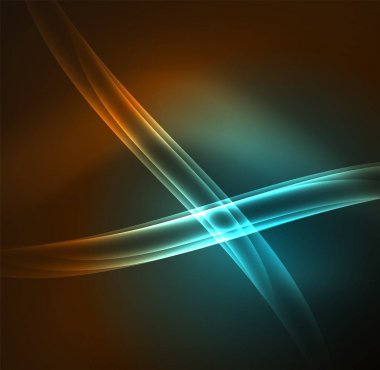 Enerji hatları, karanlıkta parlayan dalgalar vektör arka plan