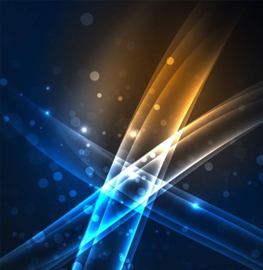 Enerji hatları, karanlıkta parlayan dalgalar vektör arka plan