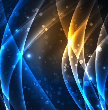 Enerji hatları, karanlıkta parlayan dalgalar vektör arka plan