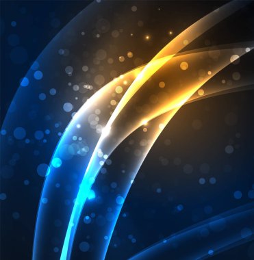 Enerji hatları, karanlıkta parlayan dalgalar vektör arka plan