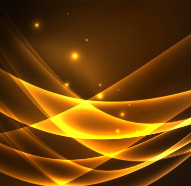 Enerji hatları, karanlıkta parlayan dalgalar vektör arka plan