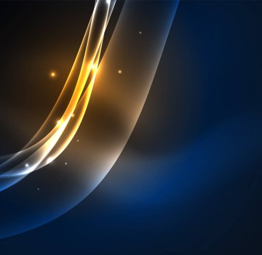 Enerji hatları, karanlıkta parlayan dalgalar vektör arka plan