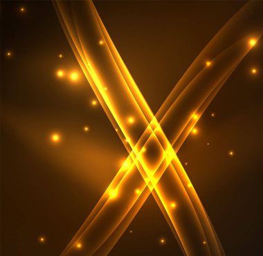 Enerji hatları, karanlıkta parlayan dalgalar vektör arka plan