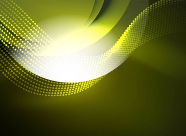 Parçacıklar koyu renk arka plan üzerinde oluşturulan parlayan dalga