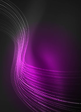 Parçacıklar koyu renk arka plan üzerinde oluşturulan parlayan dalga