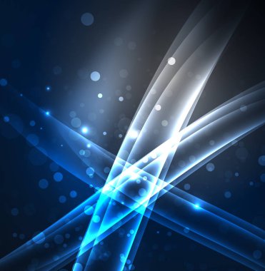 Enerji hatları, karanlıkta parlayan dalgalar vektör arka plan