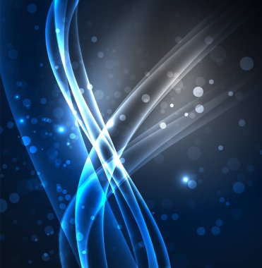 Enerji hatları, karanlıkta parlayan dalgalar vektör arka plan