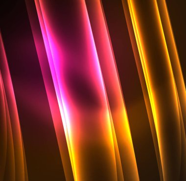 Enerji hatları, karanlıkta parlayan dalgalar vektör arka plan