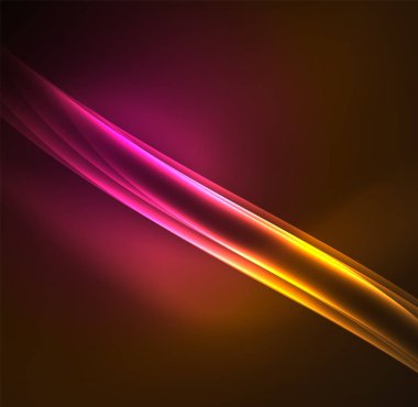 Enerji hatları, karanlıkta parlayan dalgalar vektör arka plan