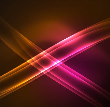 Enerji hatları, karanlıkta parlayan dalgalar vektör arka plan