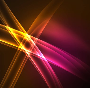 Enerji hatları, karanlıkta parlayan dalgalar vektör arka plan