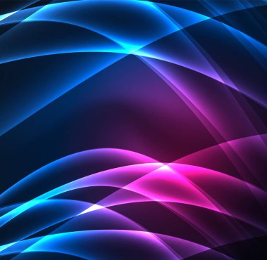 Enerji hatları, karanlıkta parlayan dalgalar vektör arka plan