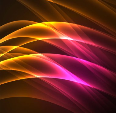 Enerji hatları, karanlıkta parlayan dalgalar vektör arka plan