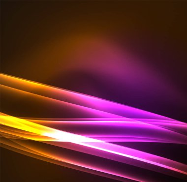 Enerji hatları, karanlıkta parlayan dalgalar vektör arka plan