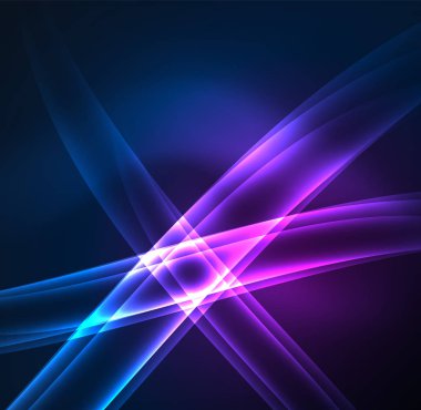 Enerji hatları, karanlıkta parlayan dalgalar vektör arka plan