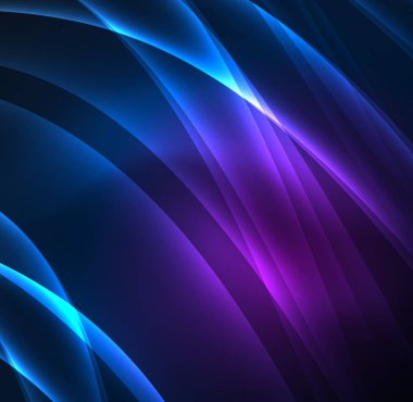 Enerji hatları, karanlıkta parlayan dalgalar vektör arka plan