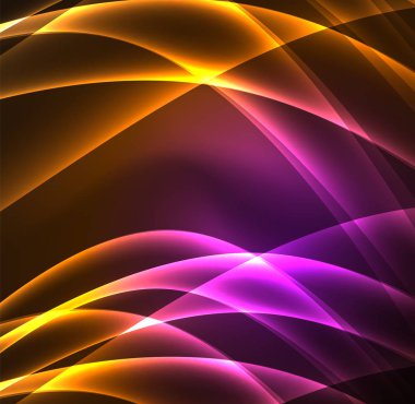 Enerji hatları, karanlıkta parlayan dalgalar vektör arka plan