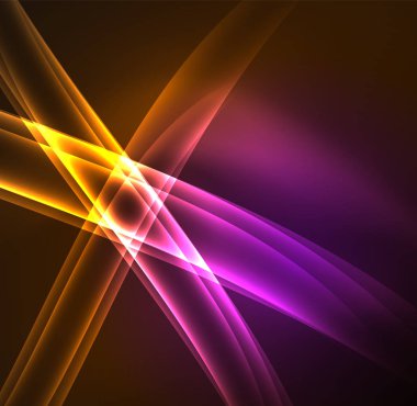 Enerji hatları, karanlıkta parlayan dalgalar vektör arka plan