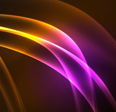 Enerji hatları, karanlıkta parlayan dalgalar vektör arka plan