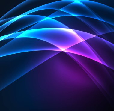 Enerji hatları, karanlıkta parlayan dalgalar vektör arka plan