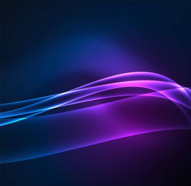 Enerji hatları, karanlıkta parlayan dalgalar vektör arka plan