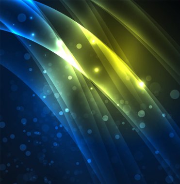 Enerji hatları, karanlıkta parlayan dalgalar vektör arka plan