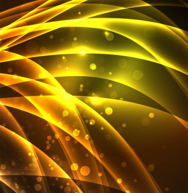 Enerji hatları, karanlıkta parlayan dalgalar vektör arka plan