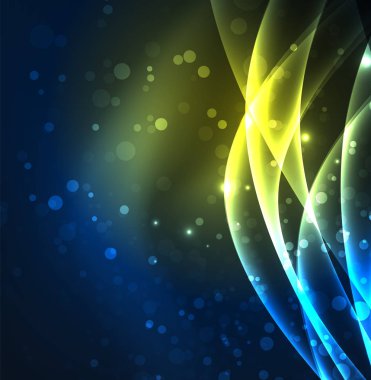 Enerji hatları, karanlıkta parlayan dalgalar vektör arka plan