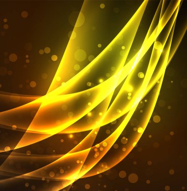 Enerji hatları, karanlıkta parlayan dalgalar vektör arka plan