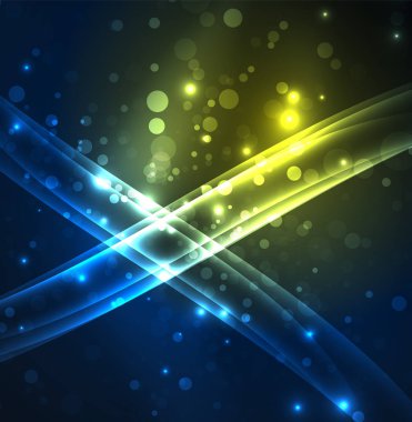 Enerji hatları, karanlıkta parlayan dalgalar vektör arka plan