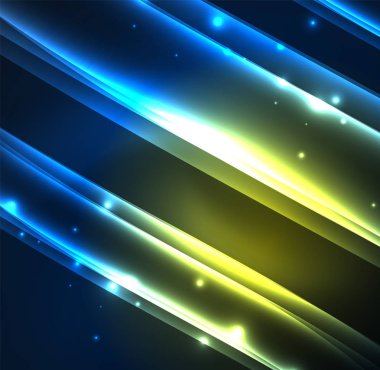 Enerji hatları, karanlıkta parlayan dalgalar vektör arka plan