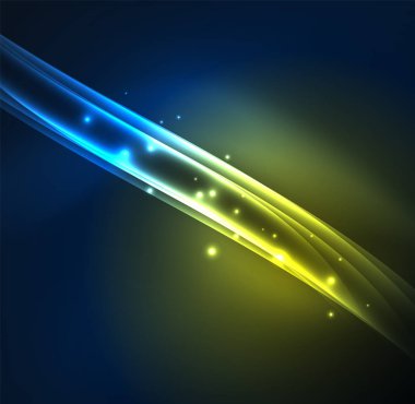 Enerji hatları, karanlıkta parlayan dalgalar vektör arka plan